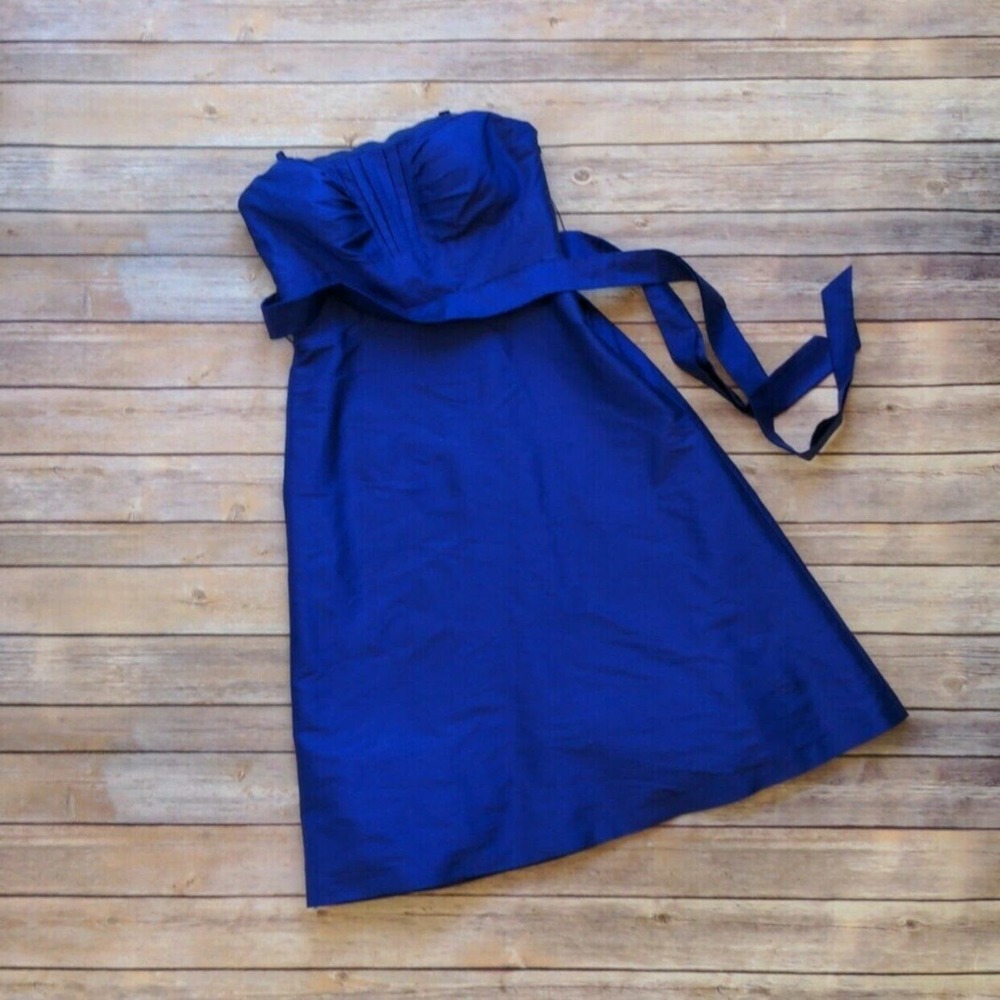 Tahari | Arthur S. Levine Blue Strapless Silk Special Occasion Dress - Size 2